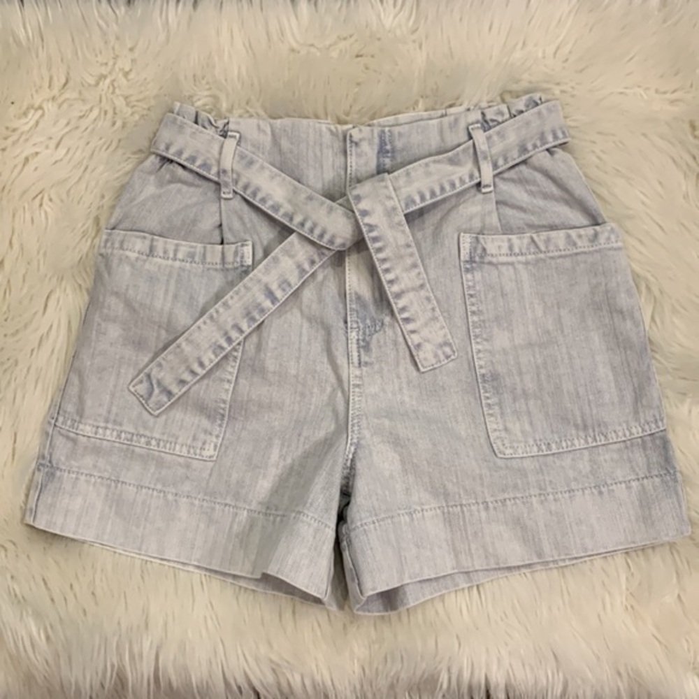Anthropologie Pilcro high rise denim belted shorts light wash 25